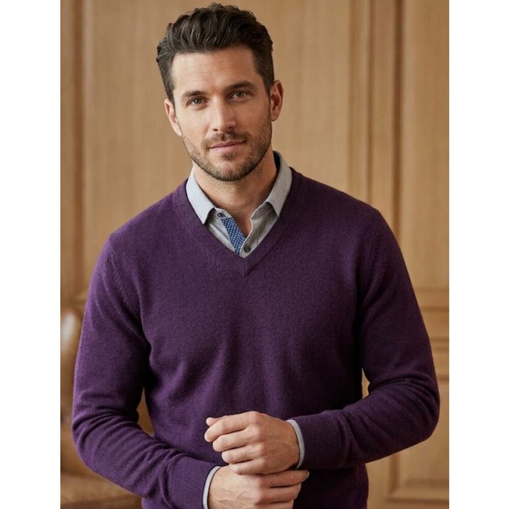 Ted Baker London Purple Cashmere Silk Blend V-Neck Sweater Size 5